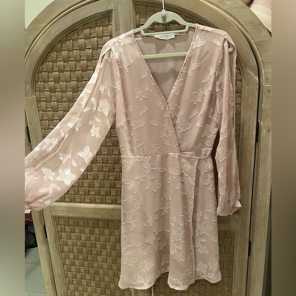 ASTR the Label Burnout Floral Blush Wrap Dress